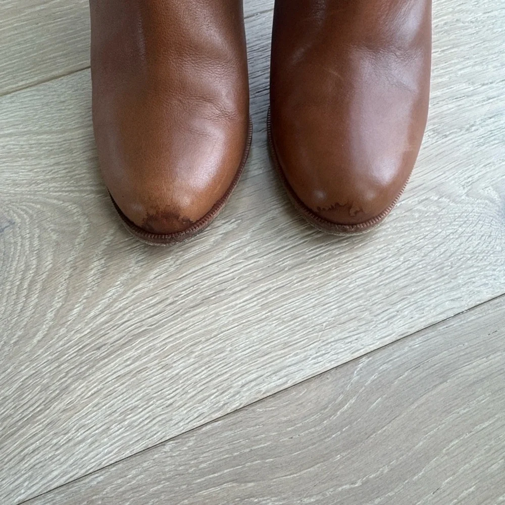 Christian Louboutin Tan Ankle Boots with Signature Red Soles